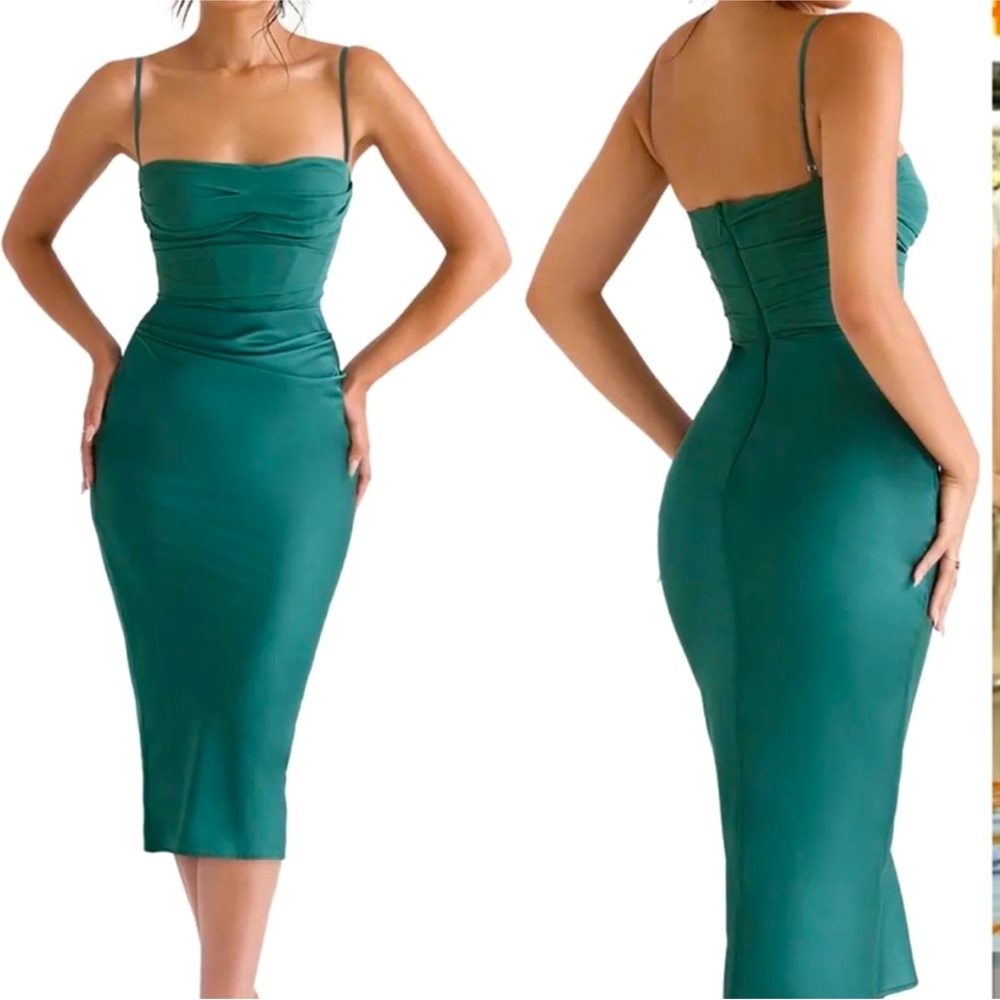 House of CB Teia Forest Draped Corset Dress